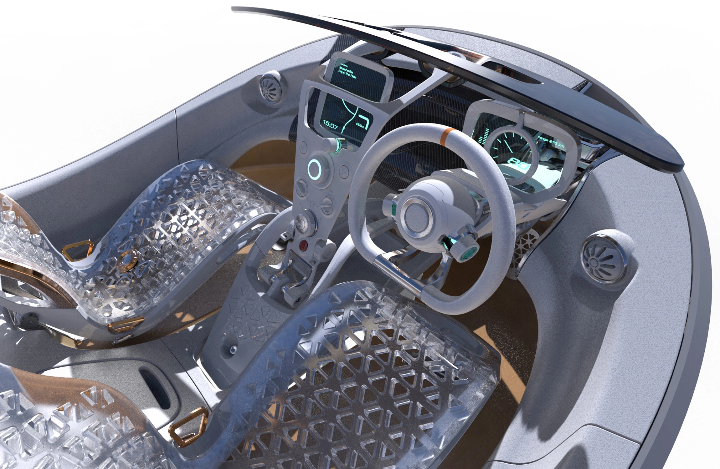 the interior of a car 3d model cyberfunk